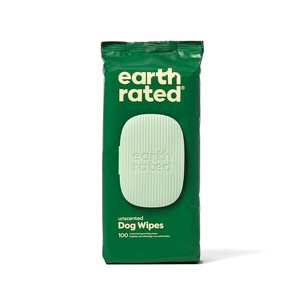Earth Rated Compostable Pet Wipes Unscented 8x8" 100 pk