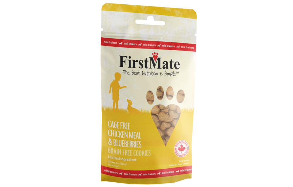 FirstMate Mini Treats GF Chicken & Blueberries Dog 8 oz