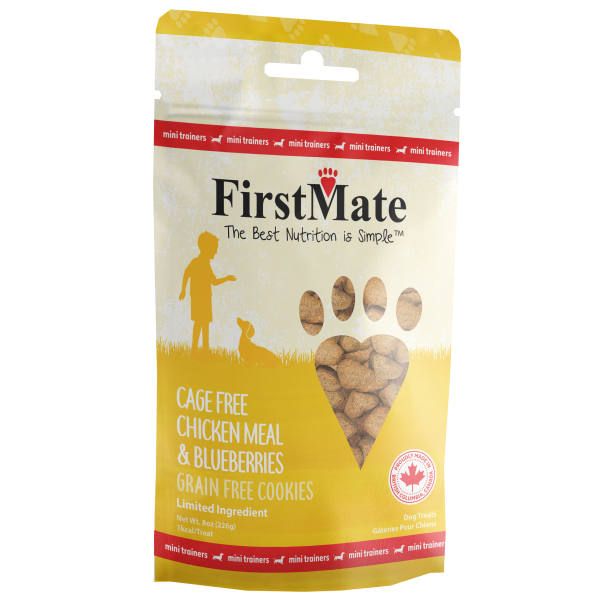 FirstMate Mini Treats GF Chicken & Blueberries Dog 8 oz
