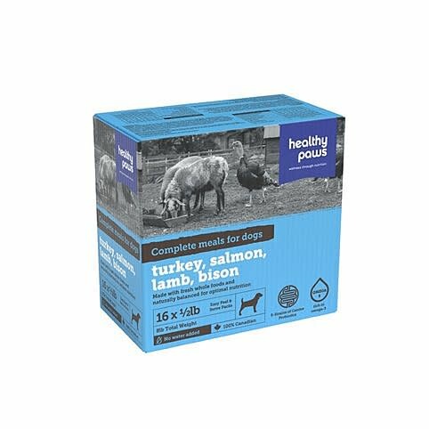 Healthy Paws Complete Dinner Turk/Lamb/Sal/Bison Dog 1/2 lbx16/pk 8 lb