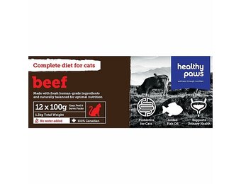 Healthy Paws Complete Dinner Beef Cat 100gx12/pk 1.2 kg