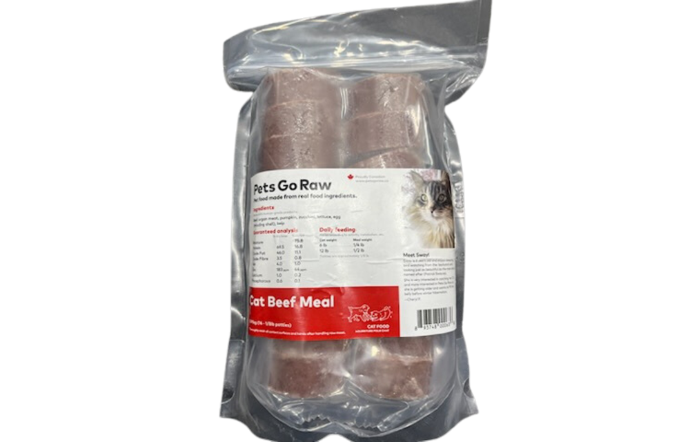 Pets Go Raw Beef 2lb Sleeve Patties Cat1/8lbx16/pk 2 lb