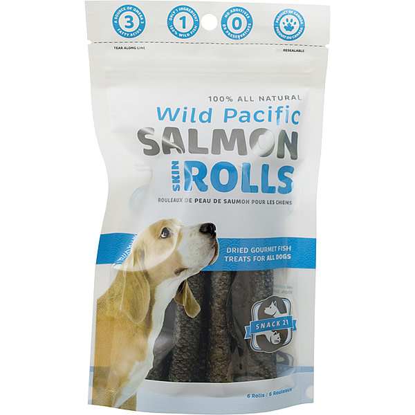 Snack 21 Salmon Skin Rolls Dog 6 pk