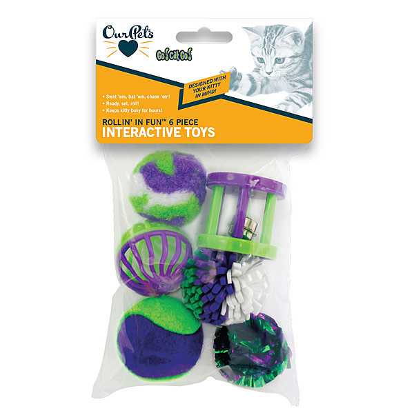 OurPets GoCatsGo Rollin Fun Cat Toy Small Multi 6pk