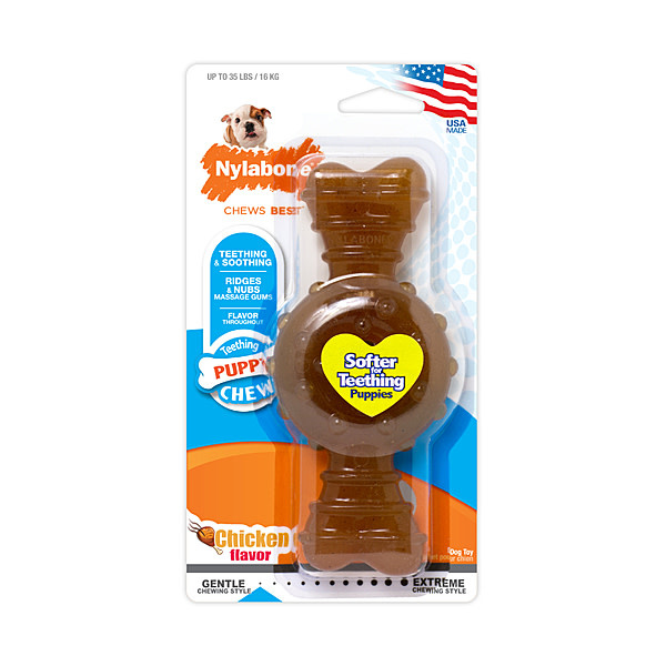 Nylabone Puppy Teething Ring Bone Chicken Wolf