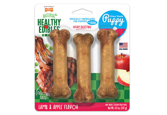 Nylabone Healthy Ed. Puppy Lamb/Apple 3pk
