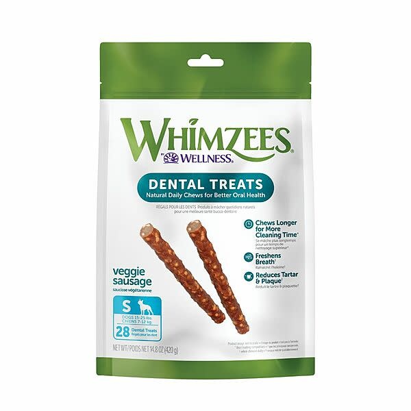 Whimzees Veggie Sausage Treat Dog Small  24+4 28 pk