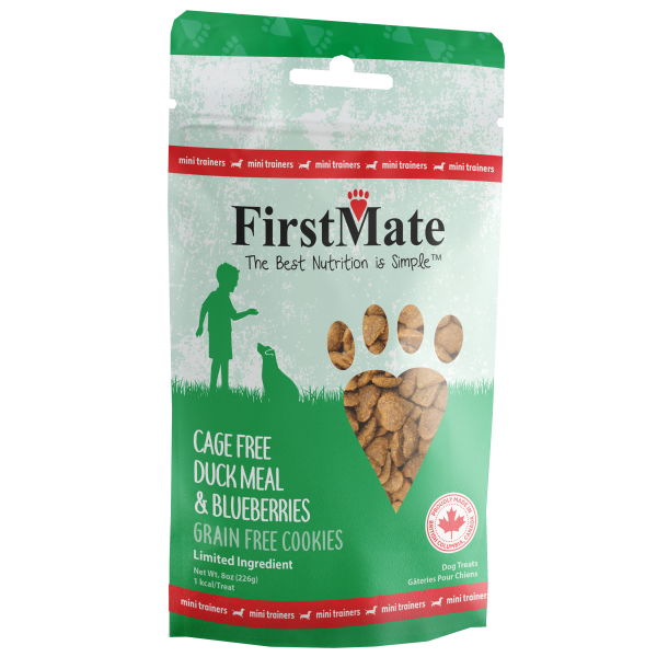 FirstMate Mini Dog Treats GF Duck & Blueberries 8oz