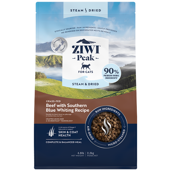 ZIWI Peak Cat Steam-Dried Beef w/S Blue Whiting 2.2 kg