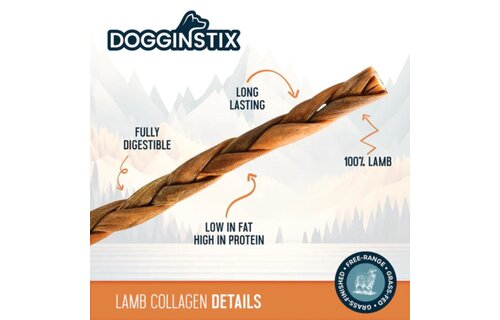 Dogginstix Braided Lamb Collagen 6"