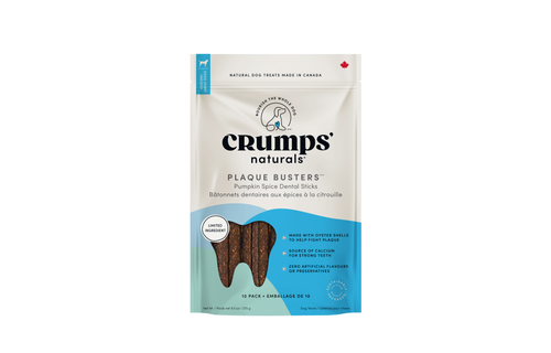 Crumps' Naturals Dog Plaque Busters Pumpkin 7" 10 pk