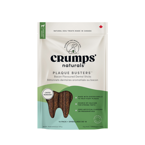 Crumps' Naturals Dog Plaque Busters Bacon 7" 10 pk
