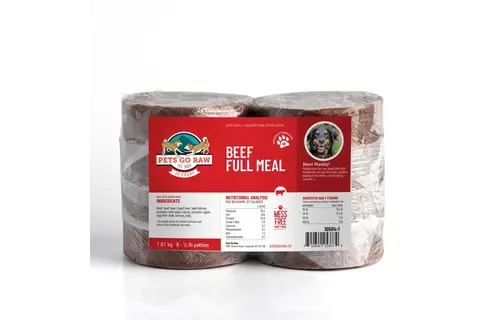 Pets Go Raw Beef Full Meal 8-1/2 lb Pkg
