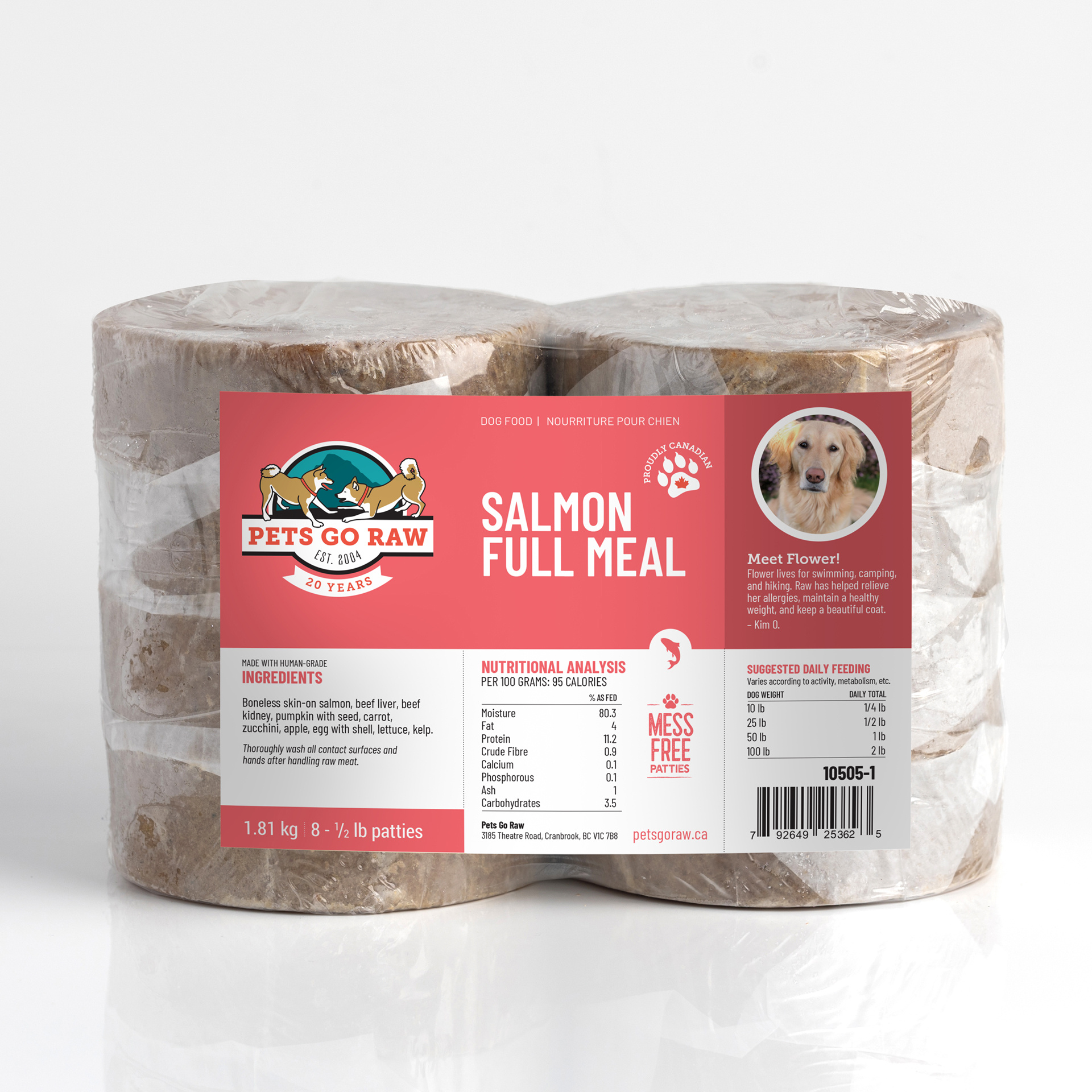Pets Go Raw Salmon Full Meal 8-1/4 lb Pkg