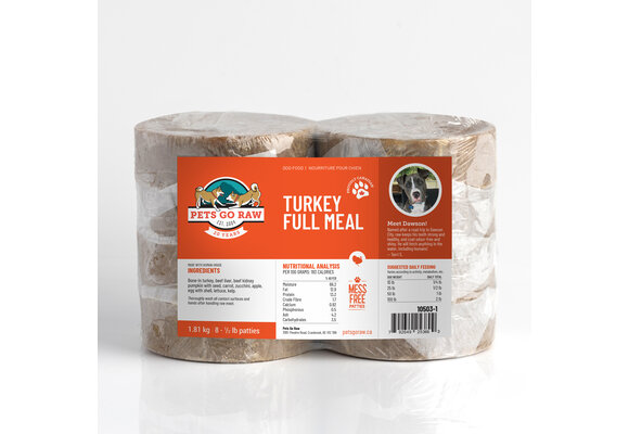 Pets Go Raw Turkey Full Meal 8-1/2 lb Pkg
