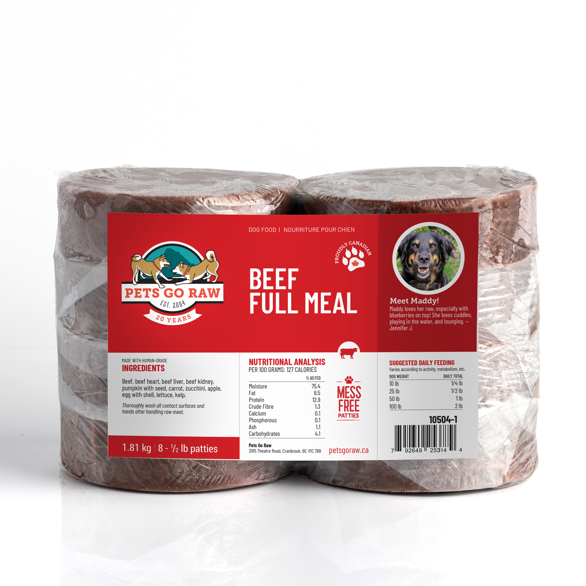 BULK Pets Go Raw Beef Full Meal 24 lb