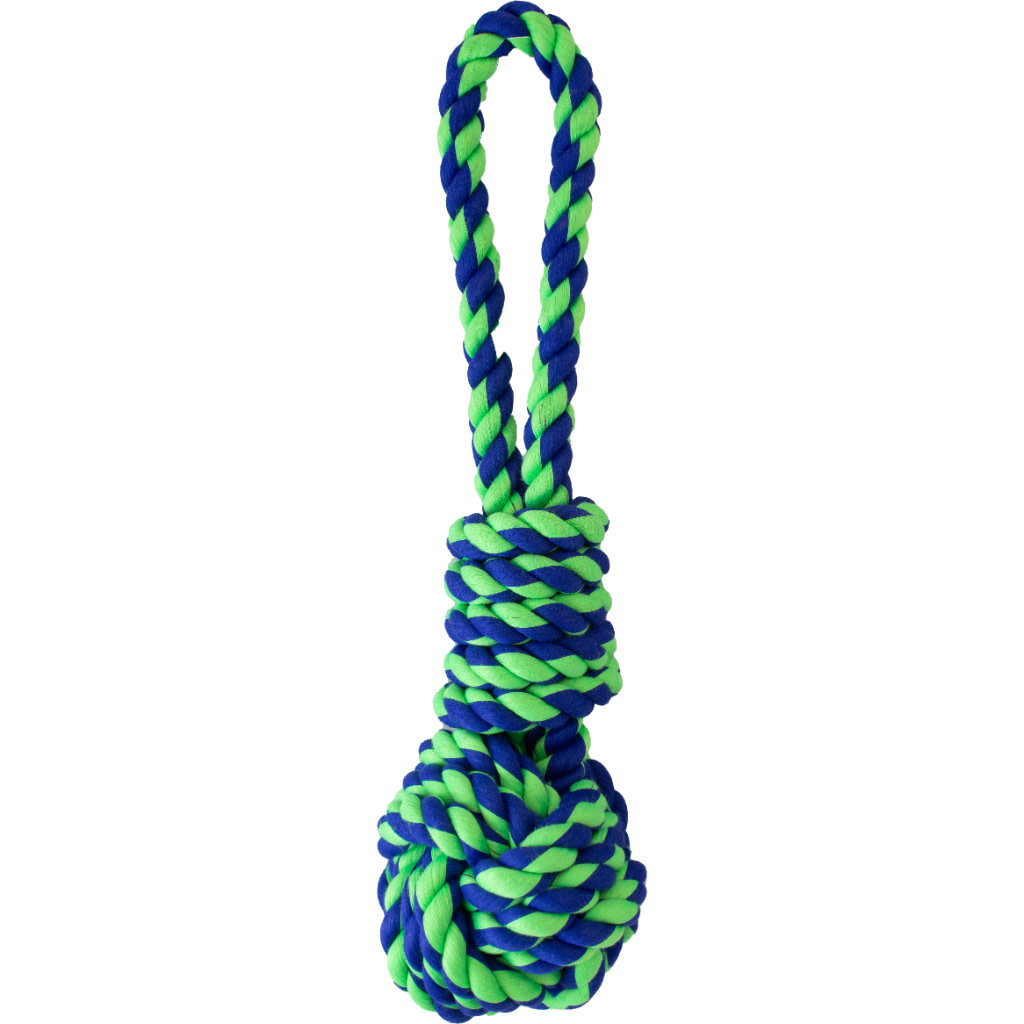 Knot&Nice Rope Ball & Loop Handle Bl & Grn 16.5"