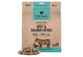Vital Essentials FD Raw  Beef & Salmon Entree & Mixer Soft Nibs Dog 14oz