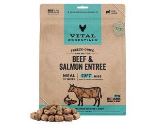 Vital Essentials FD Raw  Beef & Salmon Entree & Mixer Soft Nibs Dog 14oz