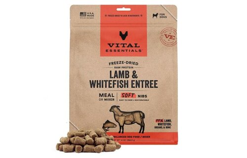 Vital Essentials Freeze Dried Raw Lamb & Whitefish Mixer Soft Nibs Dog 14oz