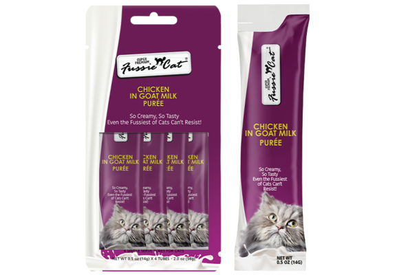 Fussie Cat Treat Chicken in Goat Milk Puree 2oz
