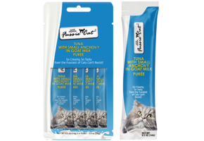 Fussie Cat Treat Tuna/Anchovy in Goat Milk Puree 2oz