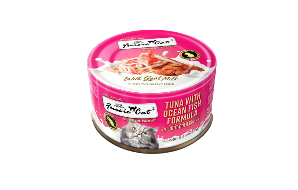 *New*Fussie Cat Premium Tuna w/Oceanfish in Goats Milk 2.4oz