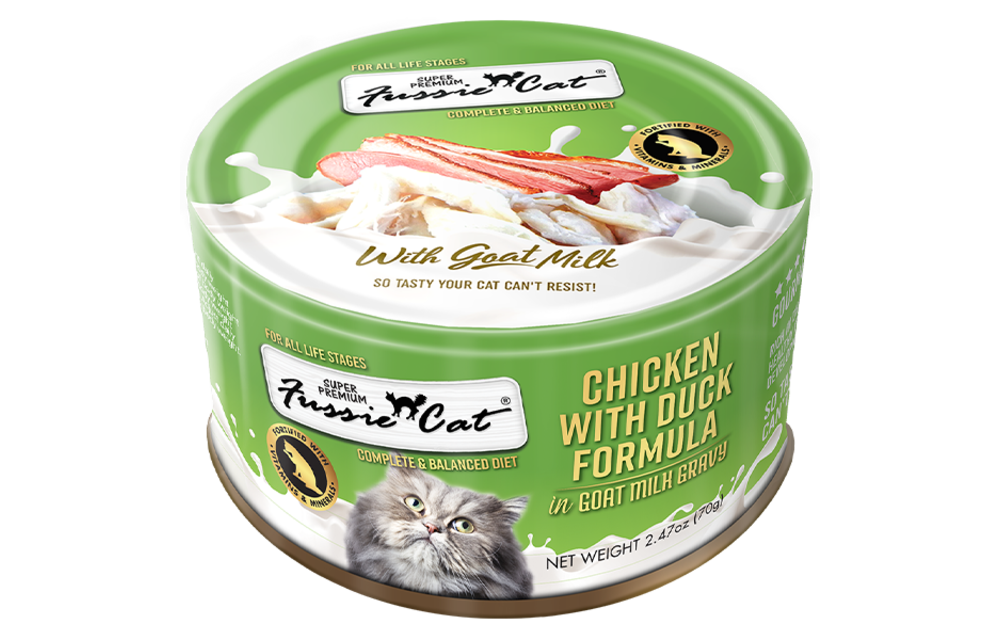 *New*Fussie Cat Super Premium Chicken with Duck in Goat Milk 2.47oz