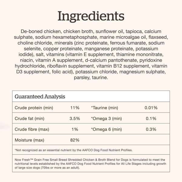 Now Dog Grain Free Small Breed Shredded Chicken & Broth 2.8oz