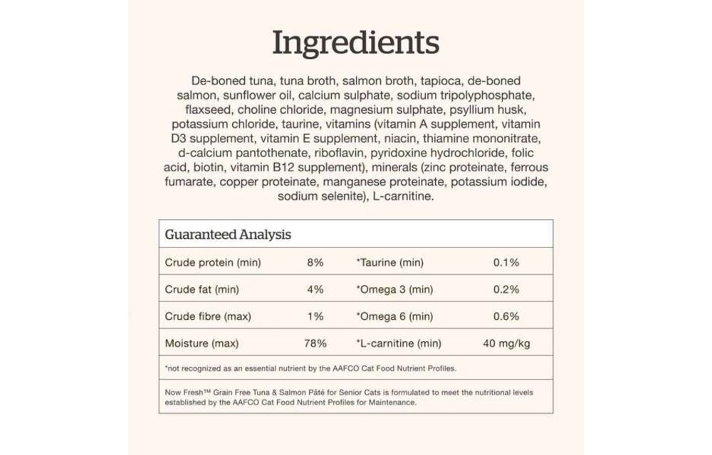 Now Cat Grain Free Senior Tuna & Salmon Pate 2.5oz