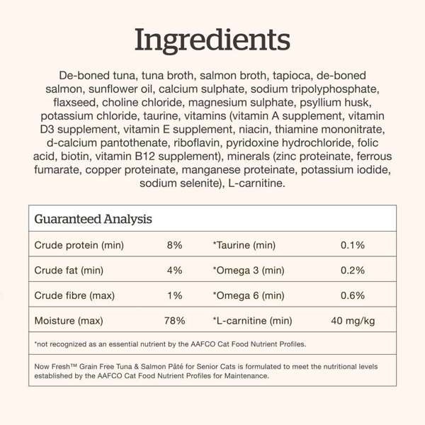 Now Cat Grain Free Senior Tuna & Salmon Pate 2.5oz