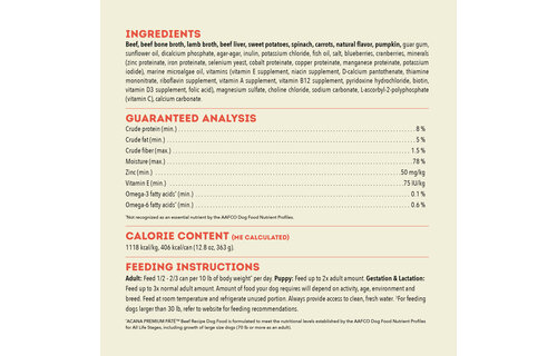 Acana Dog Premium Beef Pate 363g