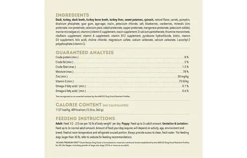 Acana Dog Premium Duck Pate 363g