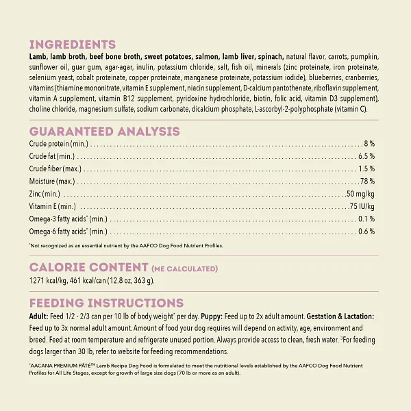 Acana Dog Premium Lamb Pate 363g