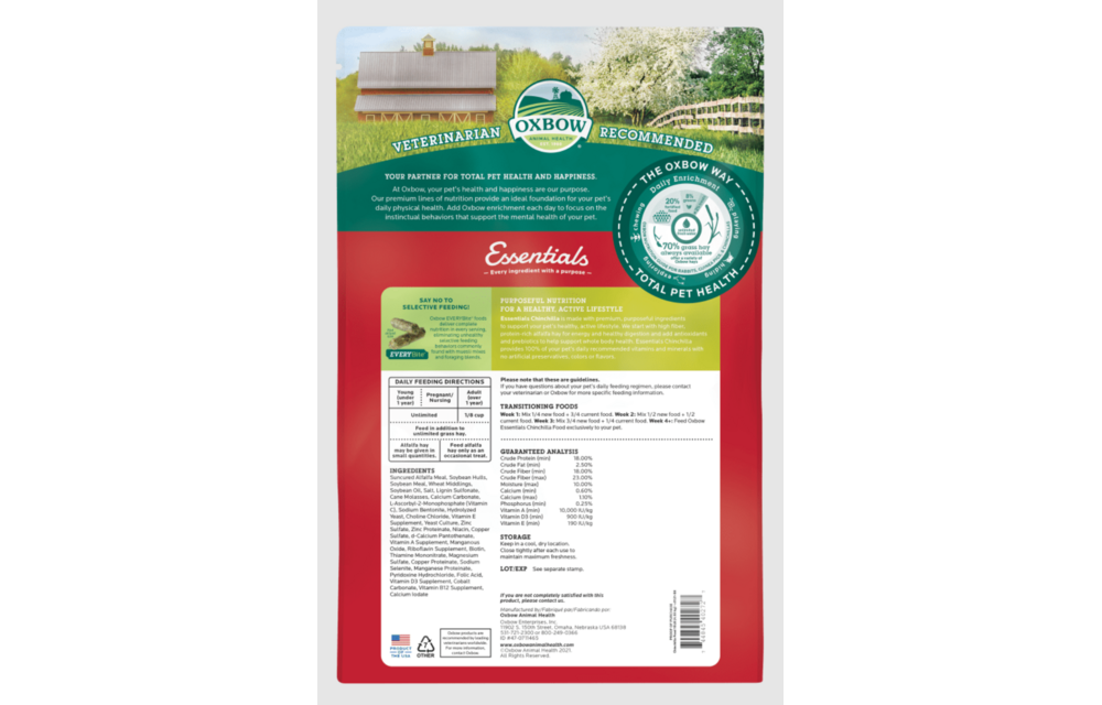 Oxbow Essentials Chinchilla Food 25 lb