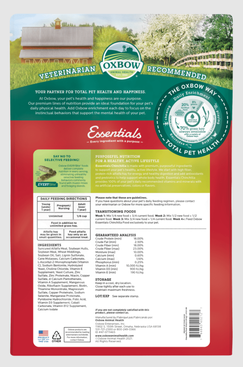 Oxbow Essentials Chinchilla Food 25 lb