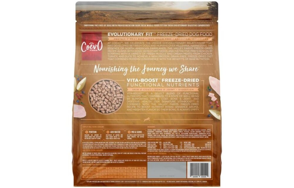 Coevo Freeze-Dried Raw  Valley Farms Recipe 1LB