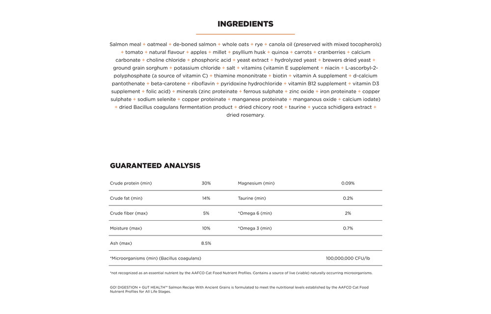 GO! Gut Health Salmon & Ancient Grain Cat 12lb