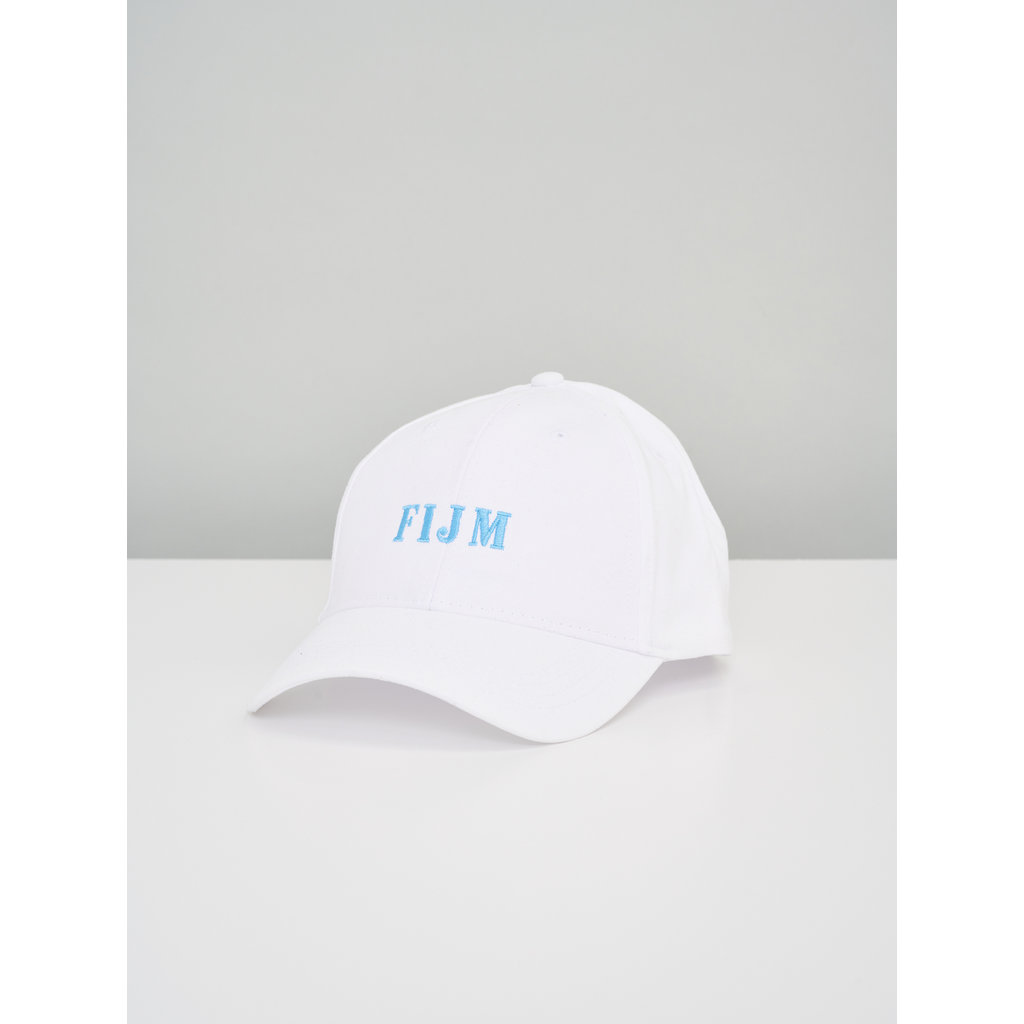 2022 FIJM  Unisex White Cap Embroidered Blue Logo