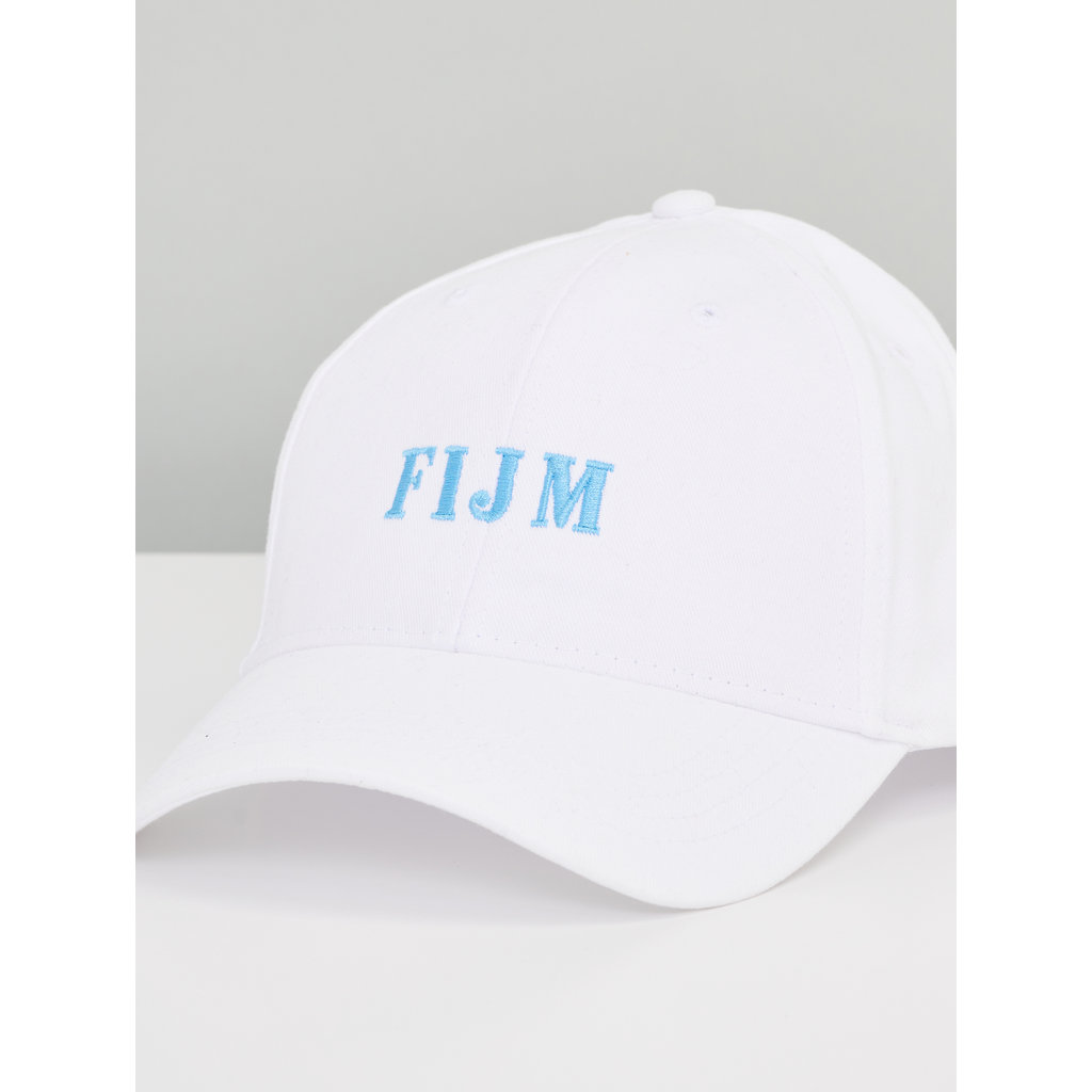 2022 FIJM  Unisex White Cap Embroidered Blue Logo