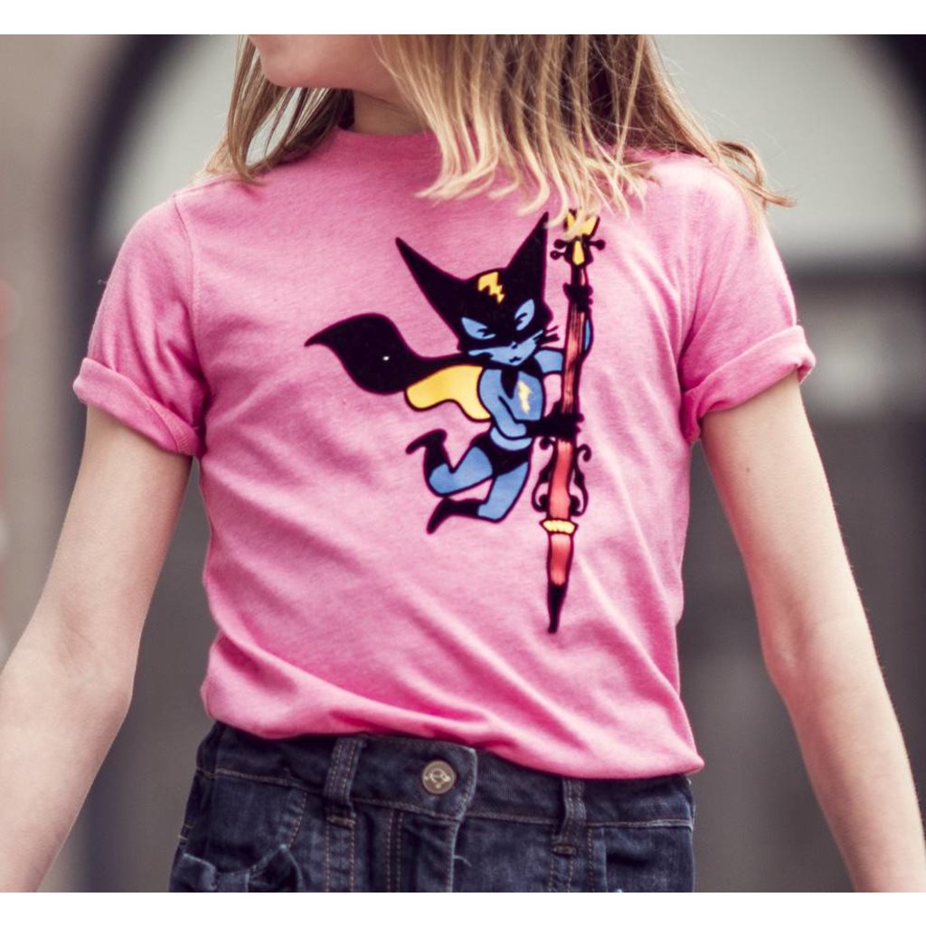FIJM T-shirt rose fillette - super-héros