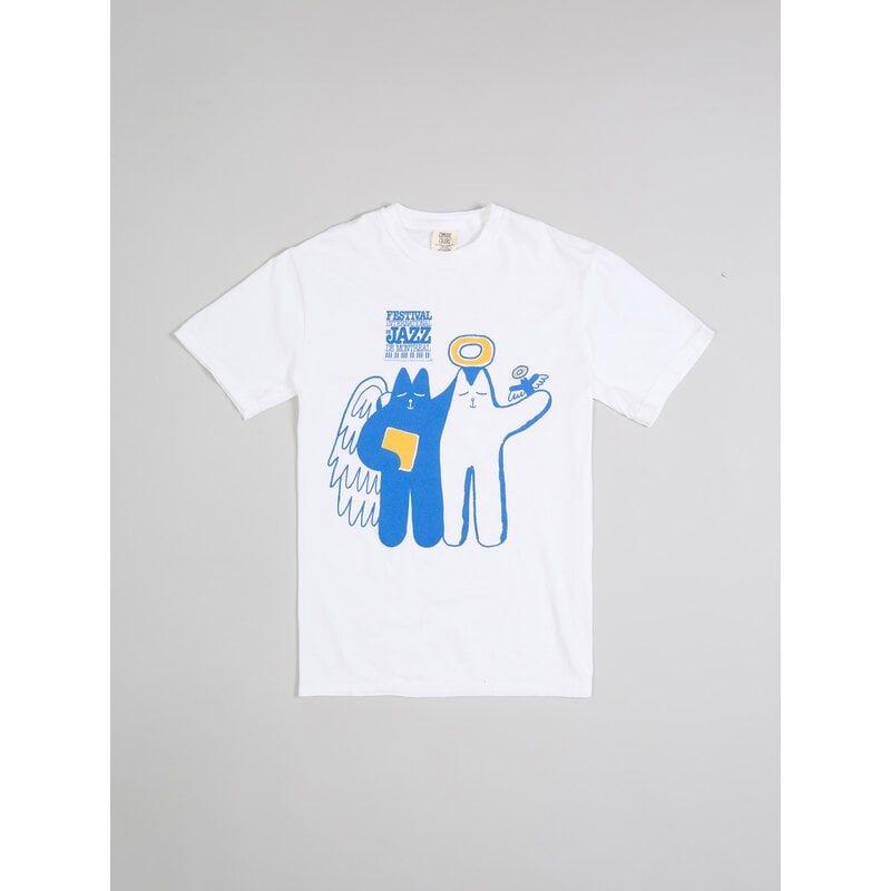 T-shirt blanc Sainte-Cat et son acolyte - Design Chien Champion 2026