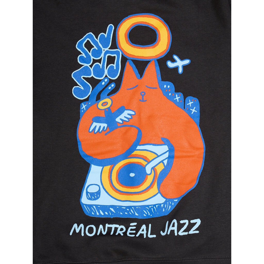 Gray crewneck Turntable Cat - Chien Champion 2026