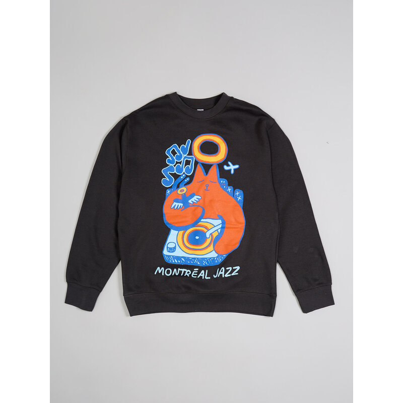 Gray crewneck Turntable Cat - Chien Champion 2026