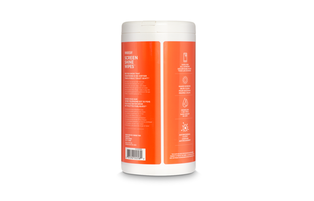 Whoosh! Screen Shine Wipes 70 Wipes Canister + Cloth 47980
