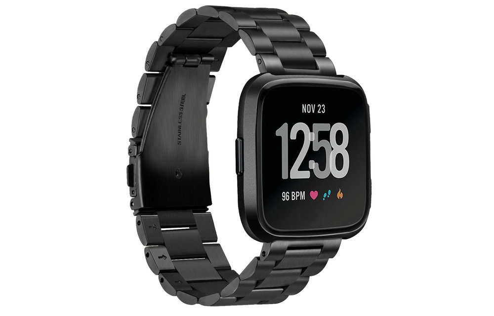 Strapsco | Fitbit Versa 2 Black Metal Band FB.M51.MB