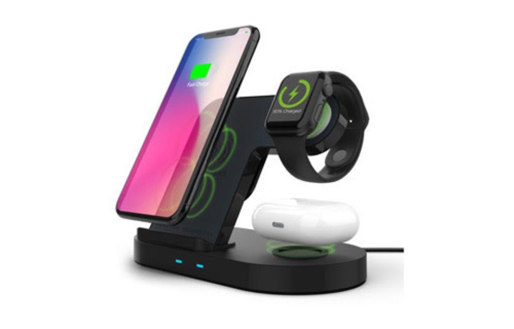 Hypergear | 15W Black 3-in-1 Wireless Charging Dock for Phone, Watch & Wireless Headphones 15-08213
