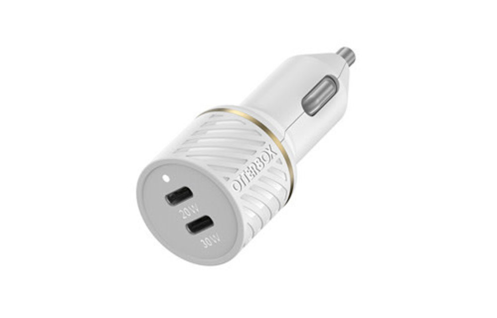 Otterbox | 50W White Dual Port USB-C PD (20W) + USB-C PD (30W) Car Charger | 15-08537