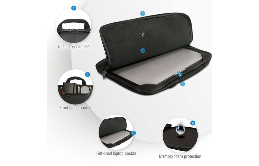 Everki | ContemPRO Laptop Sleeve with Memory Foam up to 13.3-Inch Black | EKF808S13B