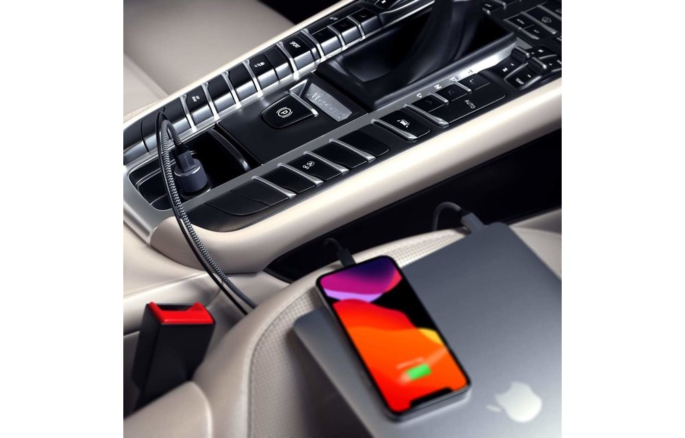 Satechi | 72W Type-C PD Car Charger Space Grey (60W PD & 12W USB A) ST-TCPDCCM